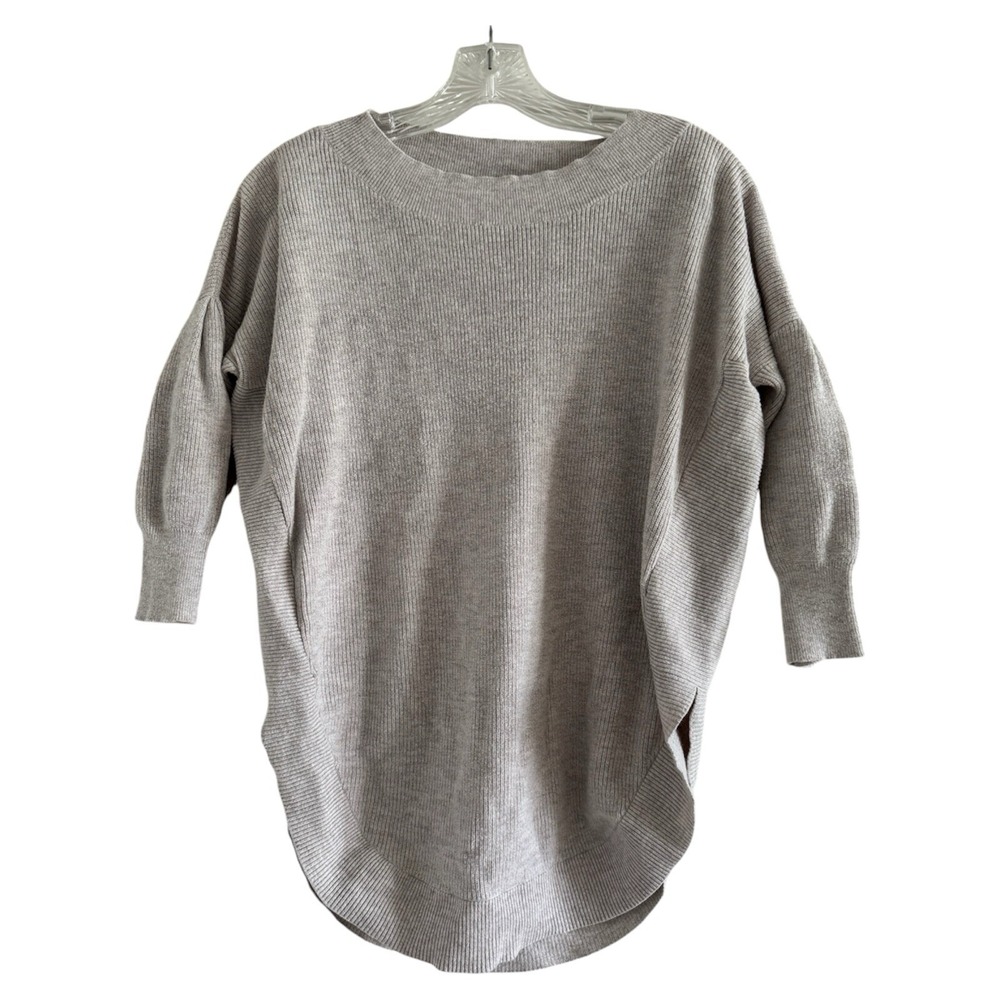 EXPRESS Women's Marbled Oatmeal Round Hem Tunic Top Sweater-SMALL